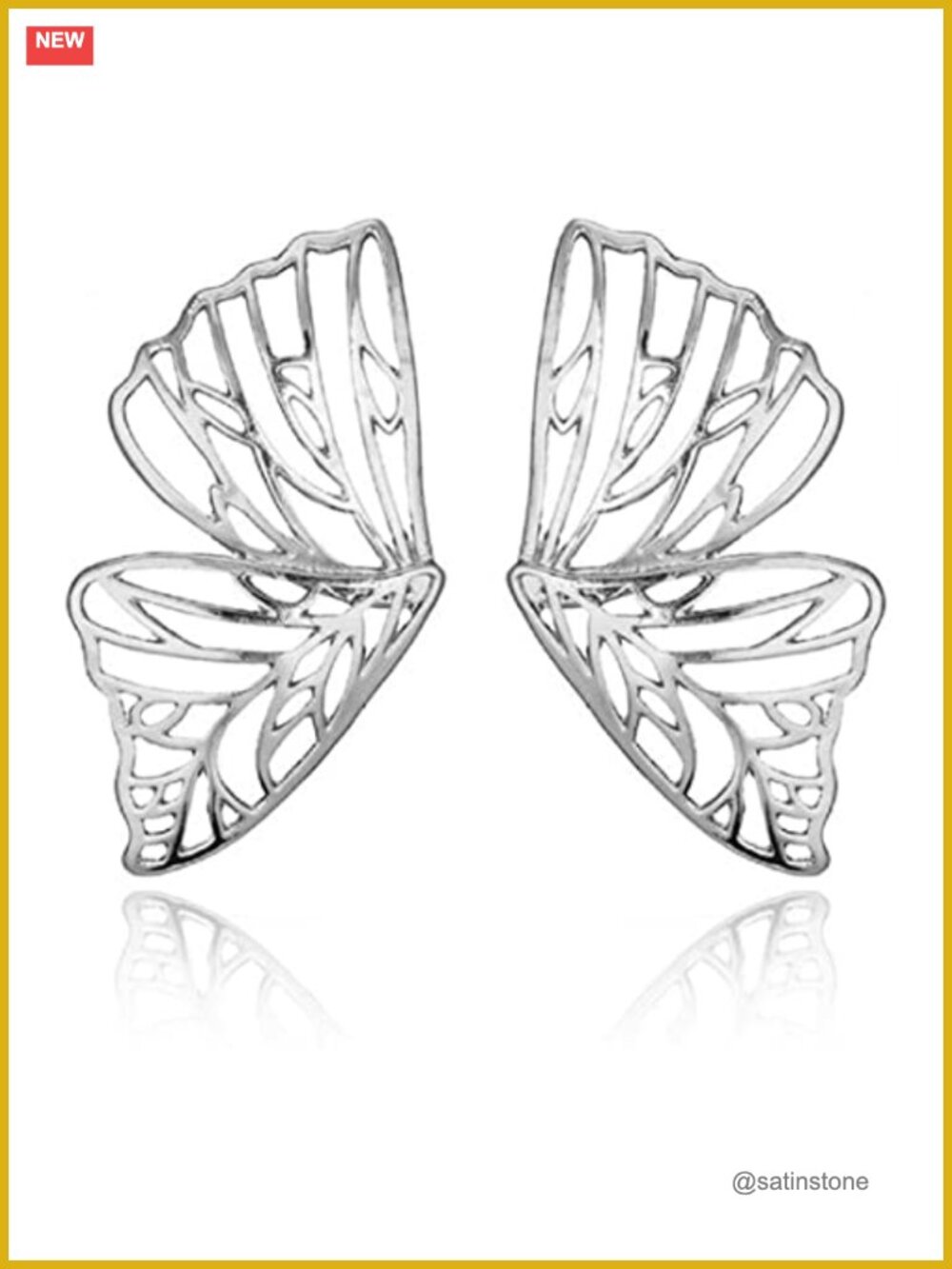 Hypoallergenic Butterfly Wing Dangle Earrings, Sterling Silver, 60mm Drop